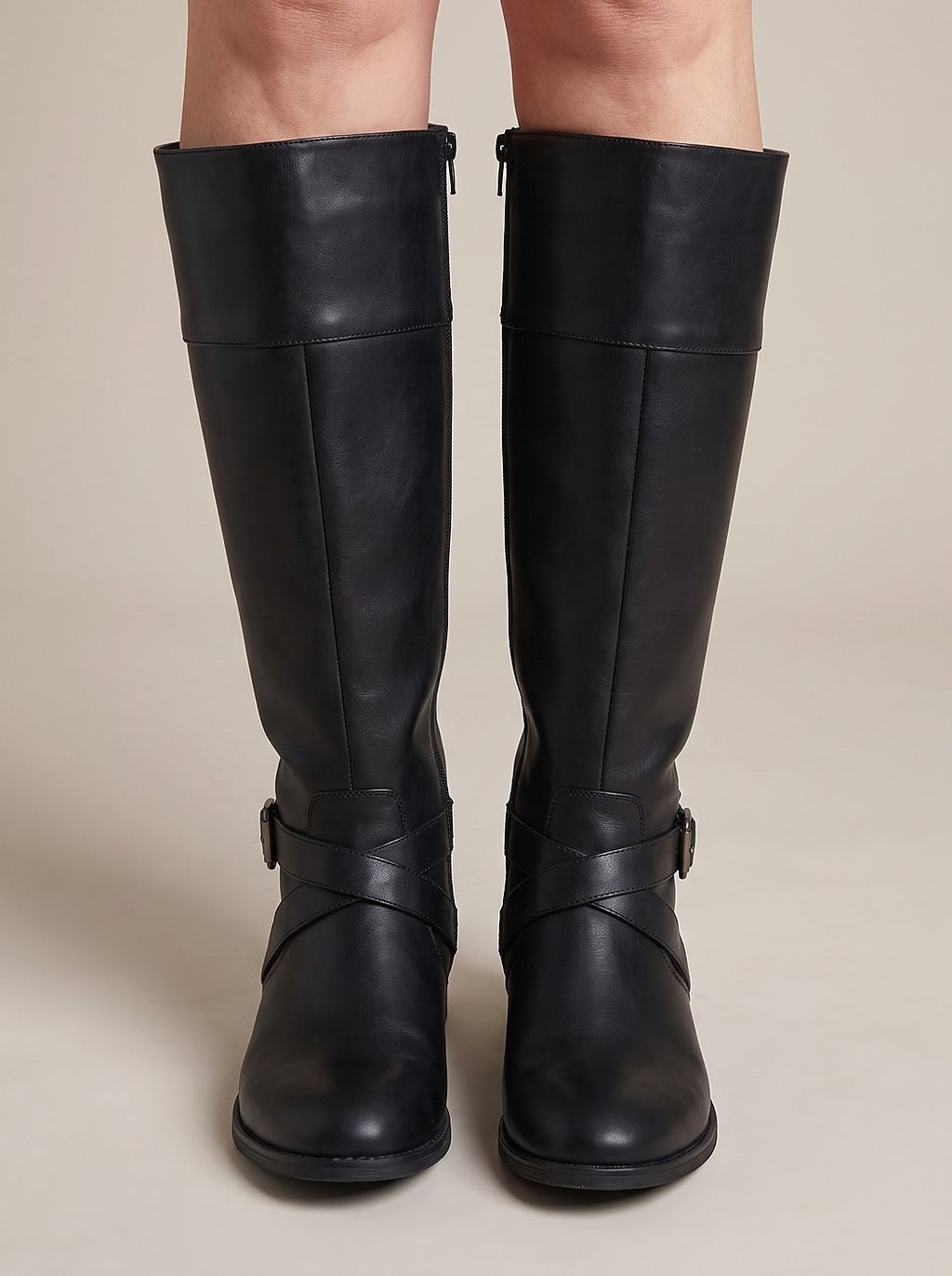 Women's Low Heel Buckle Riding Boots