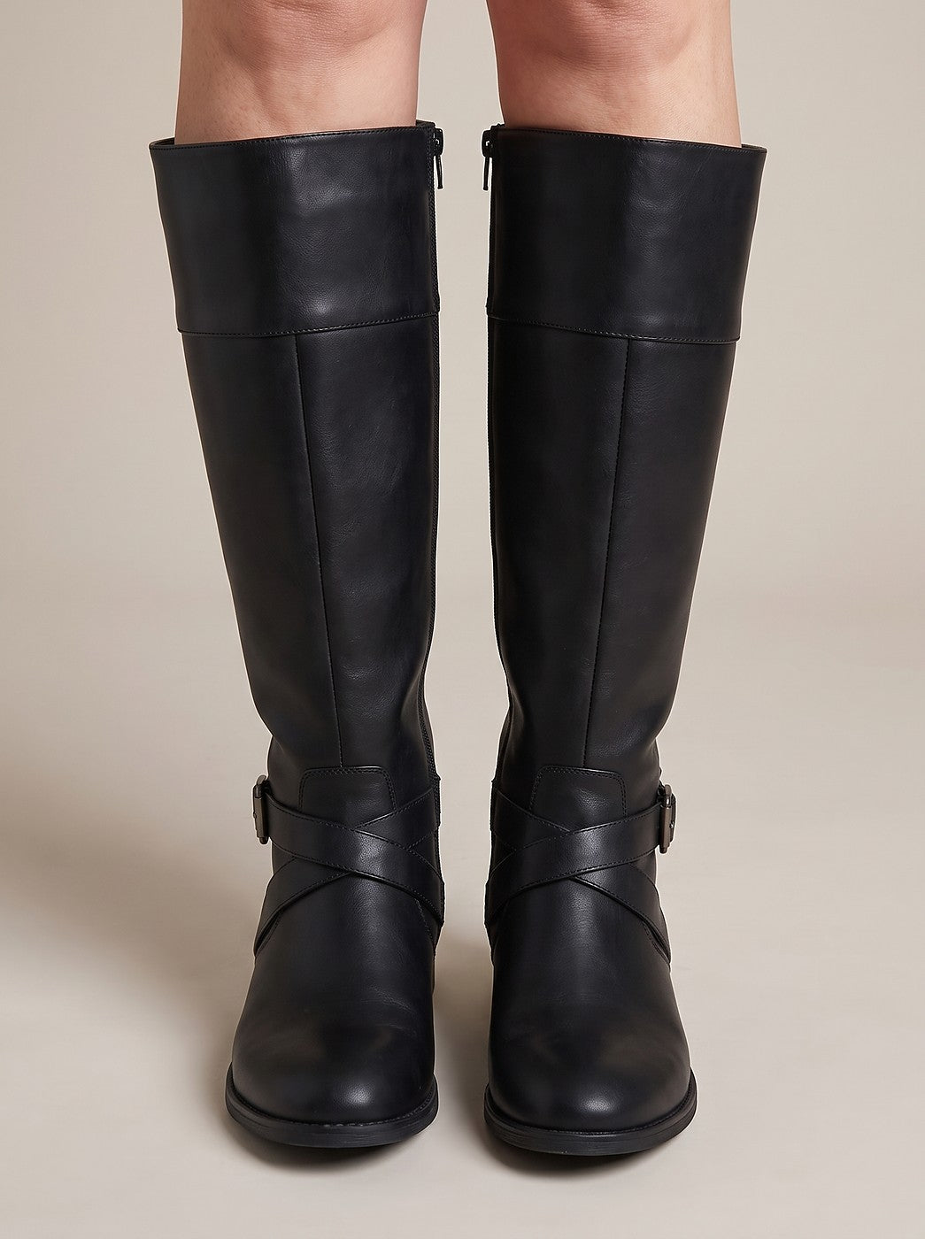Women's Low Heel Buckle Riding Boots