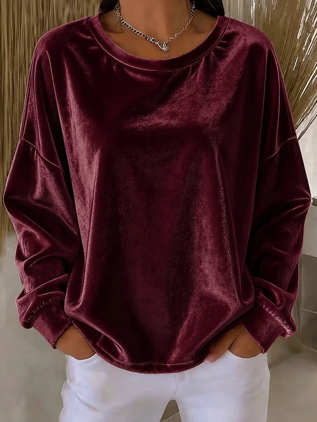 Women's Round Neck Brushed Sweatshirt Top