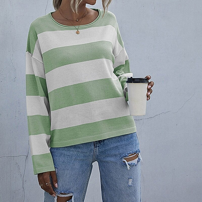 Women's Wide Stripe Drop Shoulder Jumper