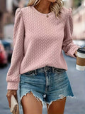 Women's Puff Sleeve Round Neck Sweatshirt