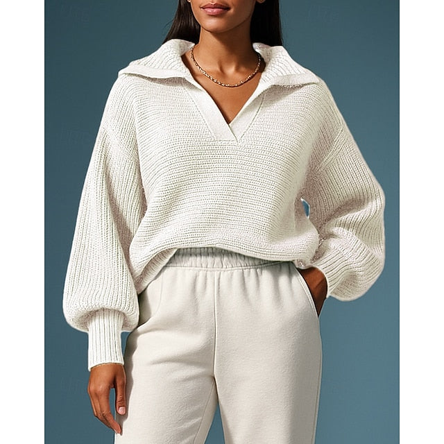 Women's V Neck Drawstring Hooded Jumper