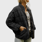 Women's Quilted Oversized Jacket with Pockets