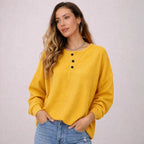 Women's Waffle Knit Henley Jumper