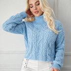 Women's Chunky Cable Polo Neck Jumper