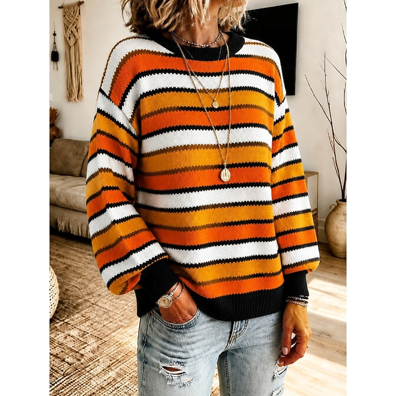 Women's Multi Stripe Ribbed Knit Jumper