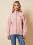 Women's Zip Front Button Detail Cardigan