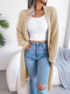 Women's Chunky Ribbed Longline Open Cardigan