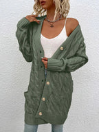 Women's Chunky Cable Pocket Front Long Cardigan
