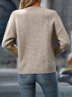 Women's Long Sleeve V Neck Knitted Jumper