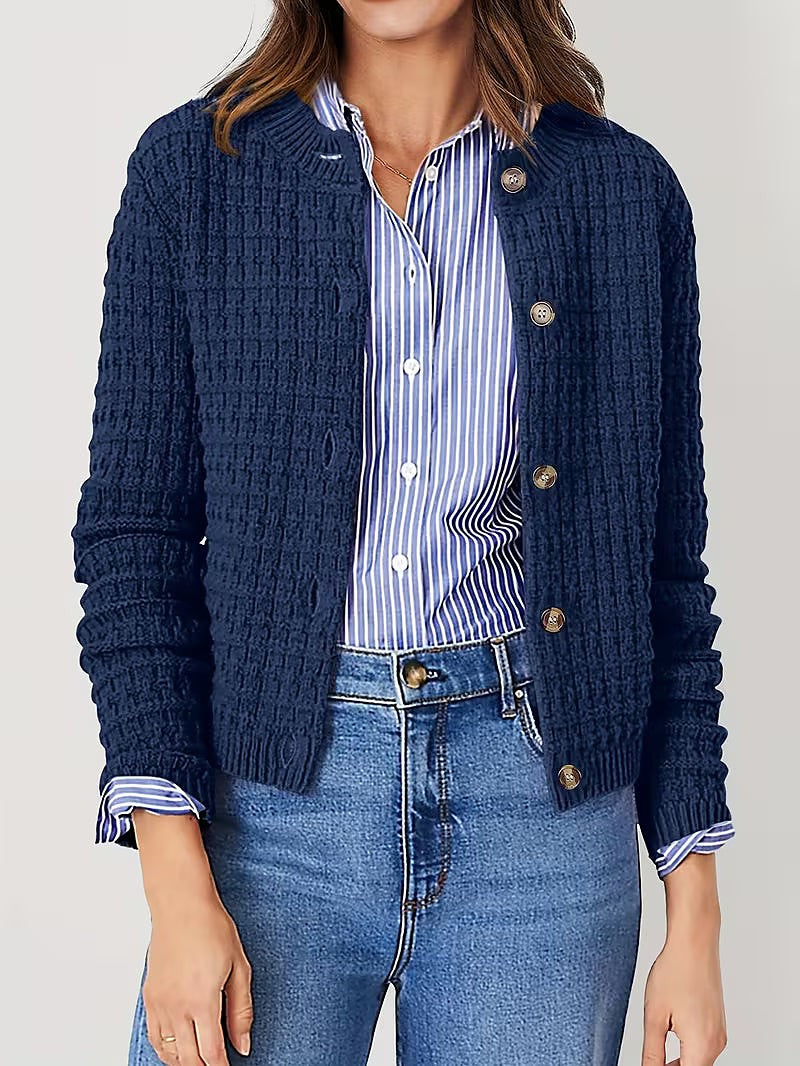 Women's Waffle Knit Cardigan for Autumn