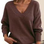Women's Wide Sleeve Plunge Neck Jumper