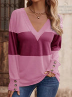 Women's Deep V Colour Block Jersey Top