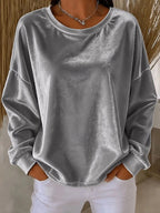 Women's Round Neck Brushed Sweatshirt Top