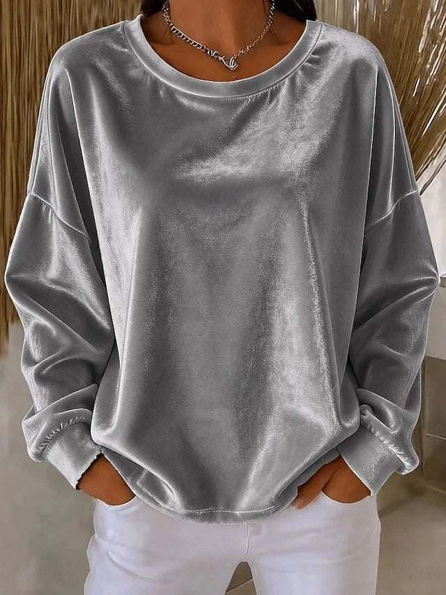 Women's Round Neck Brushed Sweatshirt Top