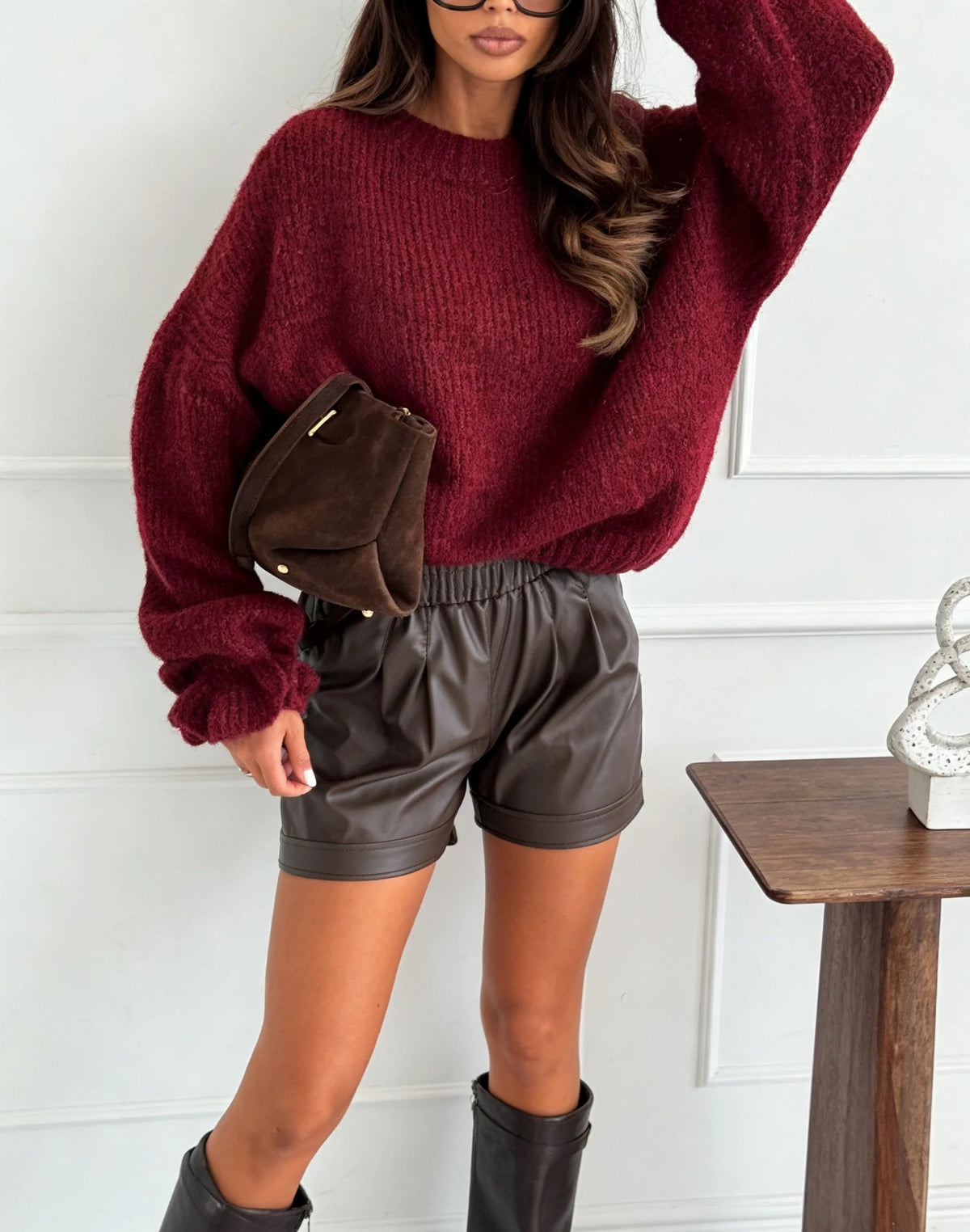 Women's Textured Round Neck Knit Jumper