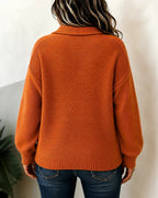 Women's Cable Polo Collar Button Placket Jumper