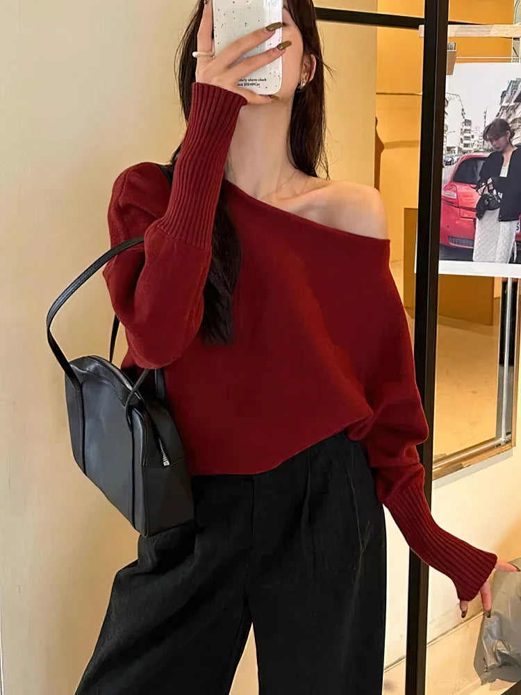 Women's Batwing Sleeve Off Shoulder Jumper