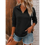 Women's Striped Quarter Zip Lapel Jumper