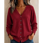 Women's Buttoned V Neck Knit Cardigan