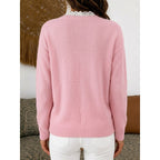 Women's Lace Trim Ribbed V Neck Jumper