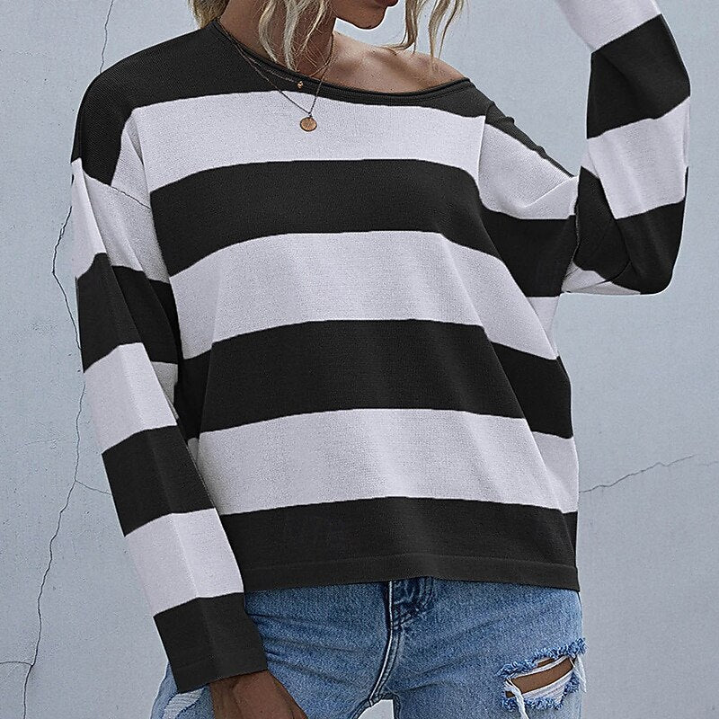 Women's Wide Stripe Drop Shoulder Jumper
