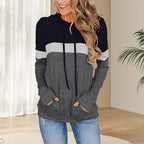 Women's Panelled Colour Block Drawstring Hoodie