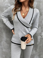 Women's Colour Block V Neck Cardigan