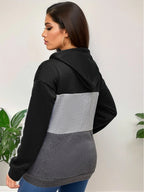 Women's Colour Block Half Zip Fleece Hoodie