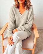 Women's Oversized Plunge V Neck Knitted Jumper