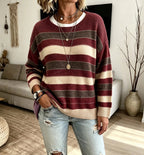 Women's Speckled Stripe Crew Neck Knitted Jumper
