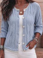 Women's Plaited Cable Button Up Cardigan