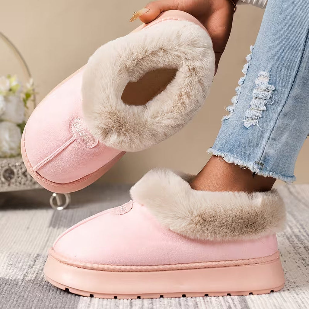 Women's Faux Fur Cuff Winter Slipper Boots