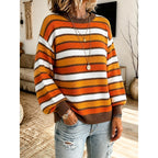 Women's Multi Stripe Ribbed Knit Jumper