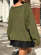 Women's Chunky Knit Bardot Neck Slouch Jumper