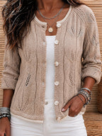 Women's Plaited Cable Button Up Cardigan