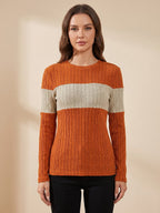 Women's Colour Block Crew Neck Top
