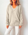 Women's Oversized Plunge V Neck Knitted Jumper