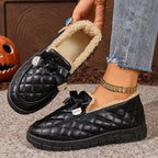 Women's Quilted Buckle Faux Fur Lined Slippers