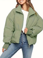 Women's Cropped Quilted Puffer Jacket