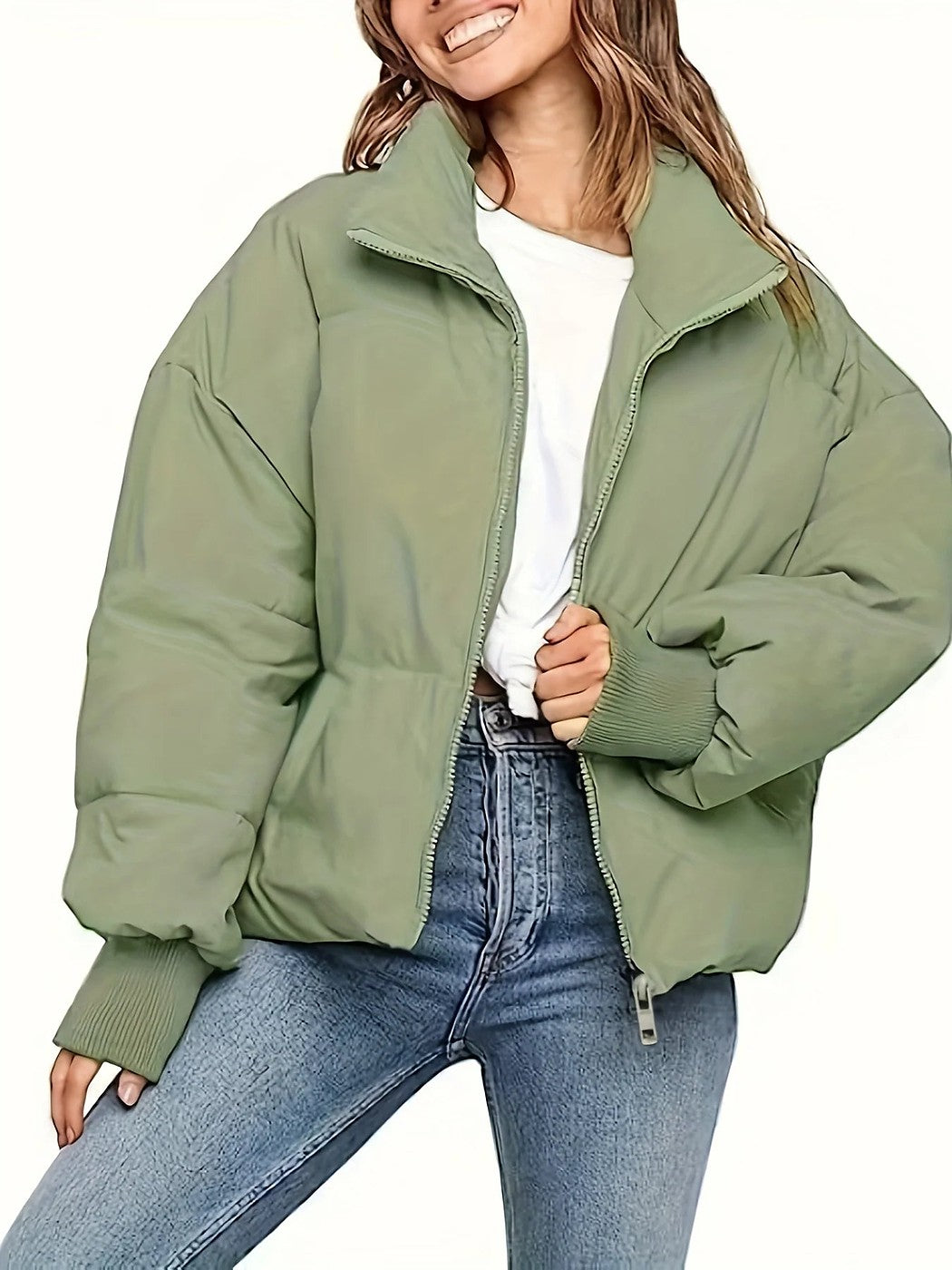 Women's Cropped Quilted Puffer Jacket