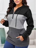 Women's Colour Block Half Zip Fleece Hoodie