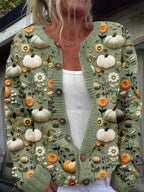 Women's 3D Floral Chunky Cardigan
