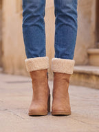 Women's Faux Fur Trim Winter Calf Boots