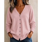 Women's Buttoned V Neck Knit Cardigan