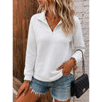 Women's Striped Quarter Zip Lapel Jumper