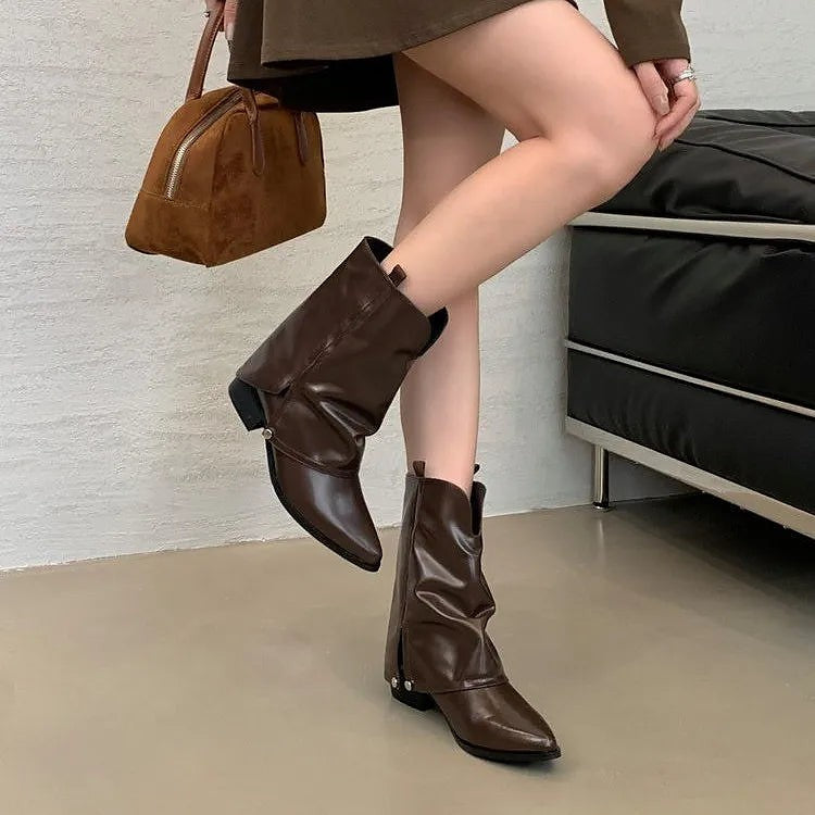 Women's Winter Studded Slouch Cowboy Boots