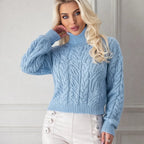 Women's Chunky Cable Polo Neck Jumper