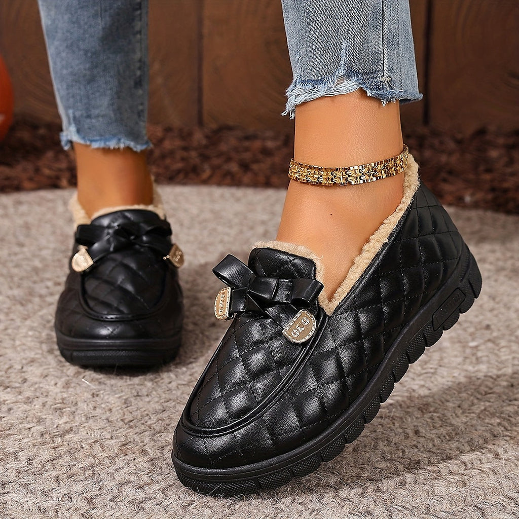 Women's Quilted Buckle Faux Fur Lined Slippers