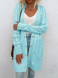 Women's Chunky Cable Pocket Front Long Cardigan